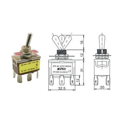 Toggle Switch for Actuators or Motors (DPDT)